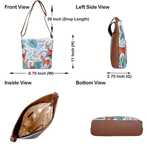 Printed Leather Crossbody Bag –Sling & Over the Shoulder Bag for Women-Daily Use - Picture 3 of 10